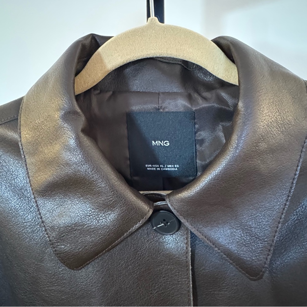Mango Dark Brown Faux Leather Jacket - Picture 4 of 6
